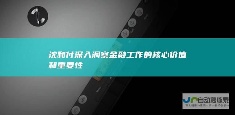 沈和付深入洞察金融工作的核心价值和重要性