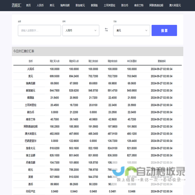 货币汇率实时查询