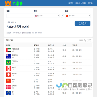 实时外汇牌价,外汇汇率查询,人民币汇率查询工具